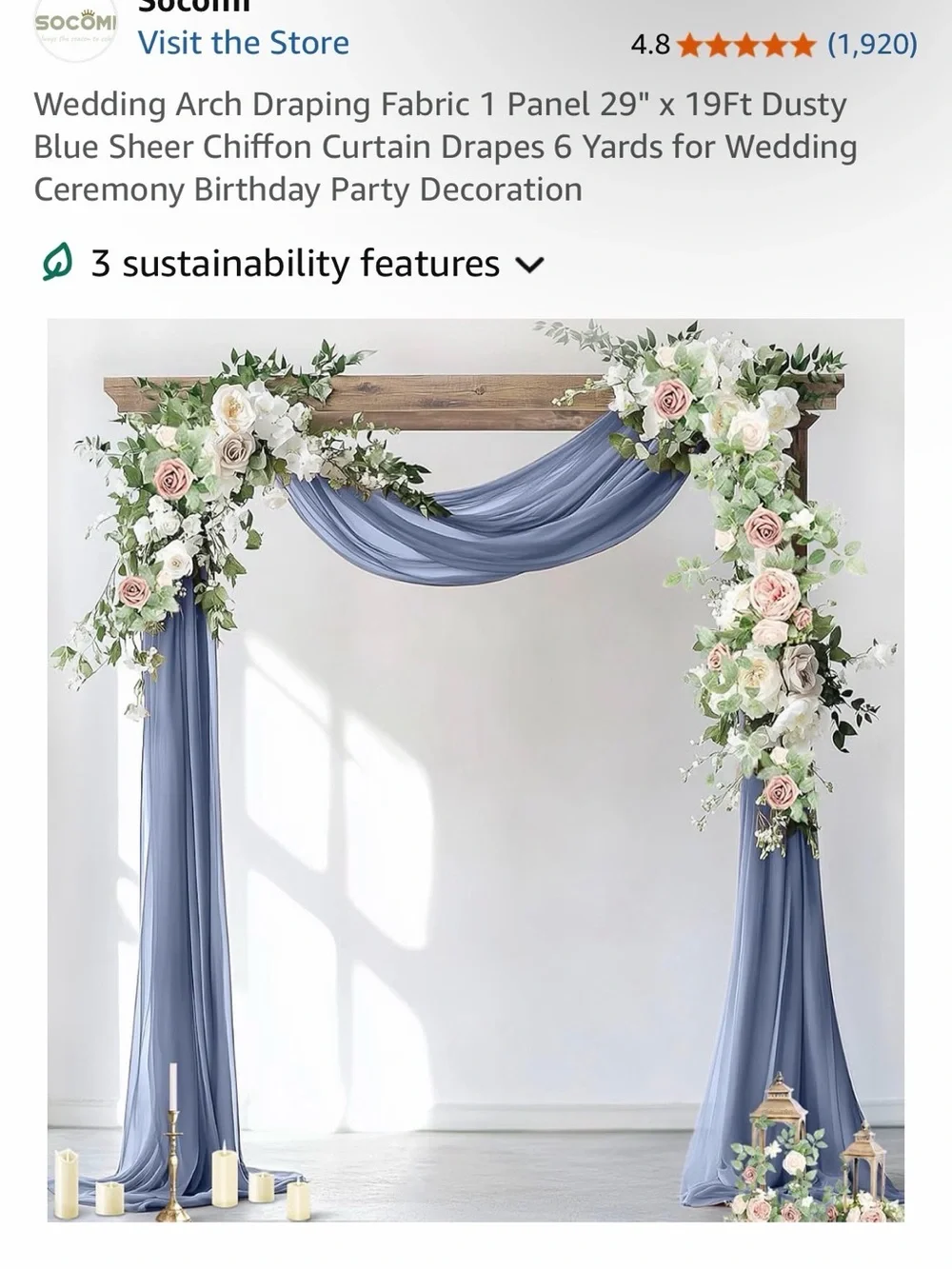 Dusty Blue Sheer Chiffon Curtain Panel - Elegant Draping for Events & Home
